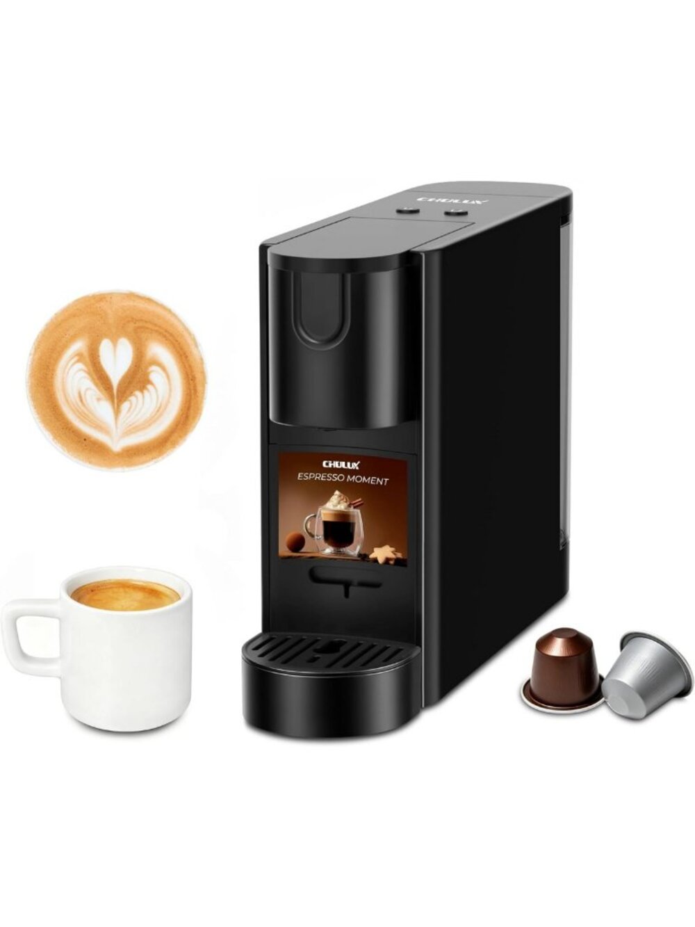 Espresso Machine for Nespresso Pods - Compact, Stylish, Easy to Use, Black